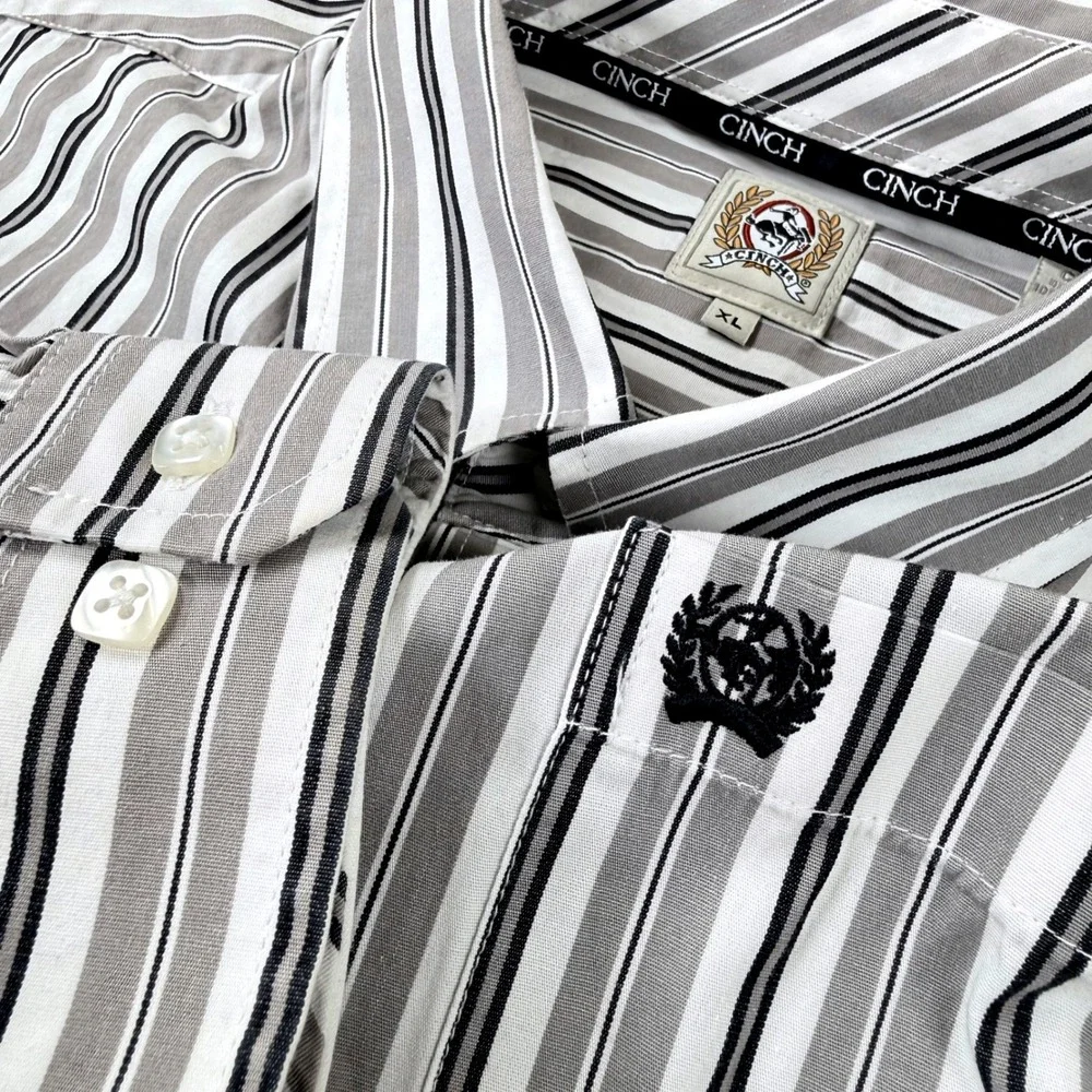 Cinch Men Shirt XL Long Sleeve Striped Button Down Western Cowboy Rodeo Gorpcore - Picture 1 of 6